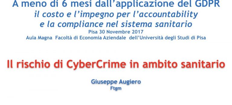 Slide: Il rischio di CyberCrime in ambito sanitario