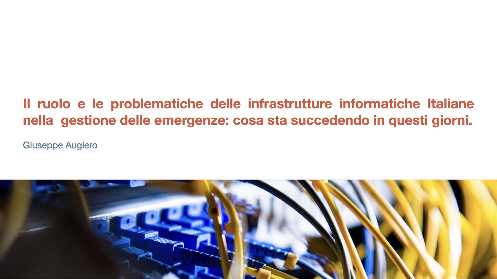 Slide della tavola rotonda sulla gestione delle piattaforme informatiche in situazioni di particolare emergenza